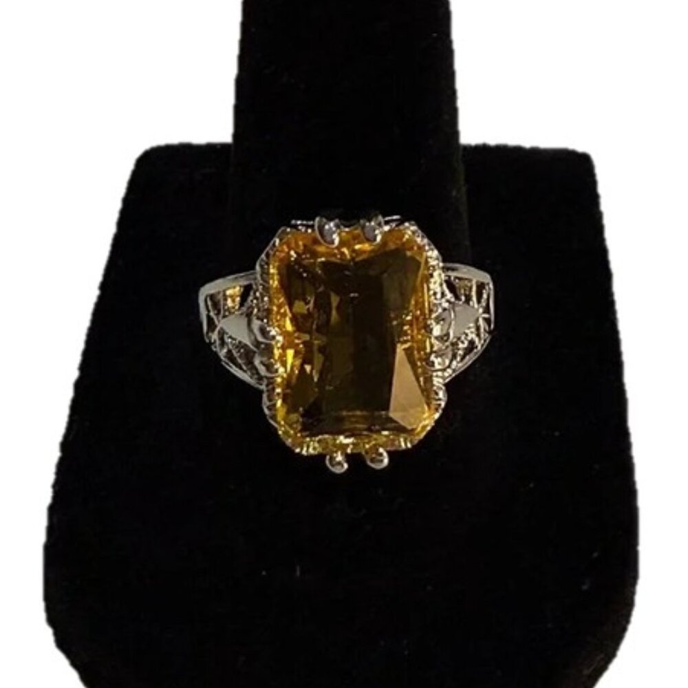 Radiant Yellow and Silver Tone Women's Ring
